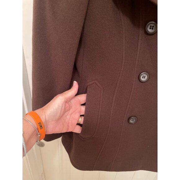 Sonoma Life+Style Wool Blend Brown Peacoat Womens Size Large - Picture 6 of 12